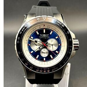 Invicta 32916 Aviator Skyshock Men's Blue Dial Black Silicone Strap Watch NIBWT